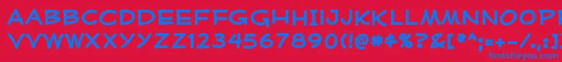 フォントMufferawxpBold – 赤い背景に青い文字