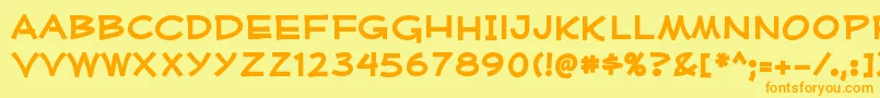 Czcionka MufferawxpBold – pomarańczowe czcionki na żółtym tle