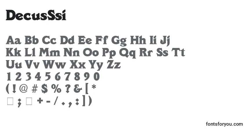 Fuente DecusSsi - alfabeto, números, caracteres especiales