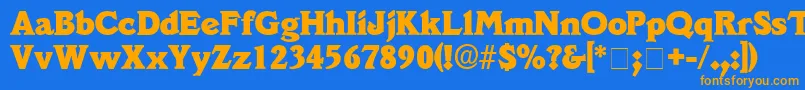 フォントDecusSsi – オレンジ色の文字が青い背景にあります。