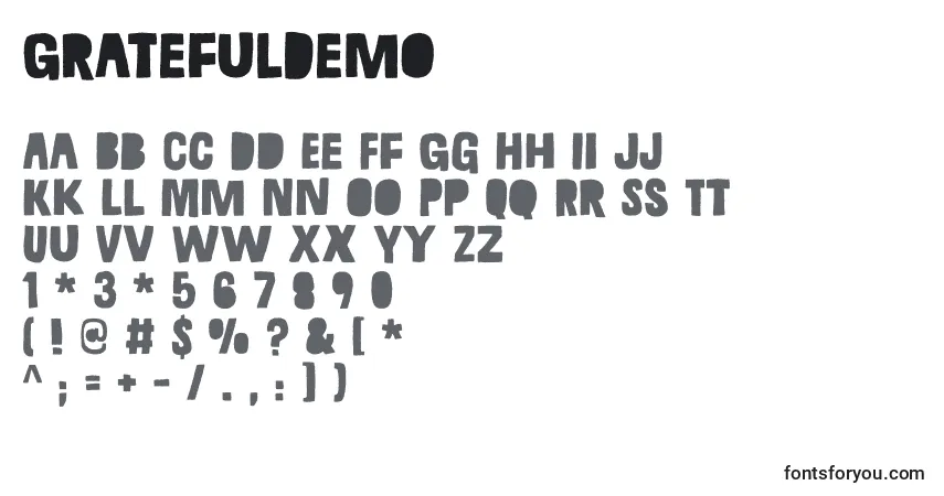 Шрифт GratefulDemo – алфавит, цифры, специальные символы