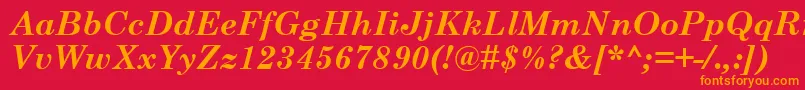 CenturySchoolbookРџРѕР»СѓР¶РёСЂРЅС‹Р№РљСѓСЂСЃРёРІ Font – Orange Fonts on Red Background