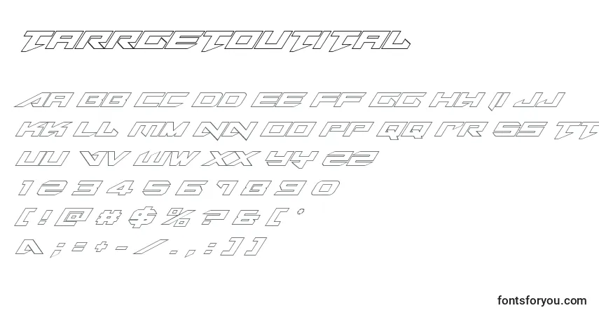 Czcionka Tarrgetoutital – alfabet, cyfry, specjalne znaki