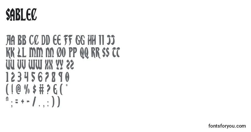 Шрифт Sablec – алфавит, цифры, специальные символы