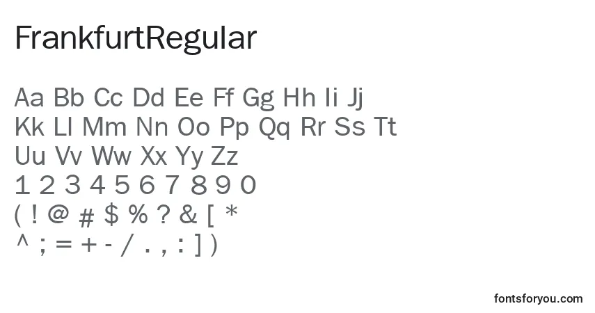 Fuente FrankfurtRegular - alfabeto, números, caracteres especiales