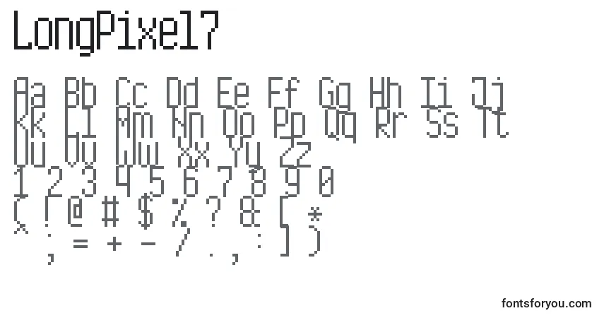 Шрифт LongPixel7 – алфавит, цифры, специальные символы