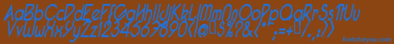 PacotillNarrowReguarItal Font – Blue Fonts on Brown Background