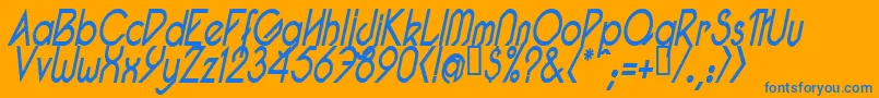 PacotillNarrowReguarItal-Schriftart – Blaue Schriften auf orangefarbenem Hintergrund