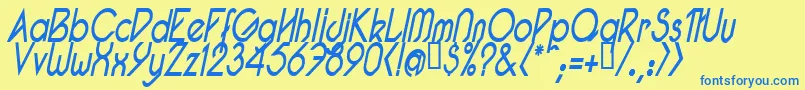 PacotillNarrowReguarItal Font – Blue Fonts on Yellow Background