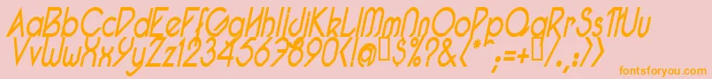 PacotillNarrowReguarItal-Schriftart – Orangefarbene Schriften auf rosa Hintergrund