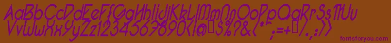 PacotillNarrowReguarItal Font – Purple Fonts on Brown Background