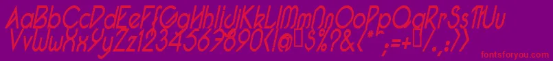 PacotillNarrowReguarItal-Schriftart – Rote Schriften auf violettem Hintergrund