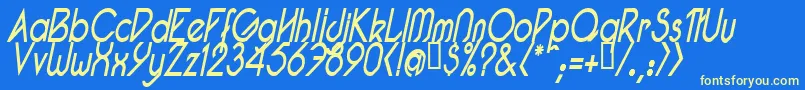 PacotillNarrowReguarItal Font – Yellow Fonts on Blue Background