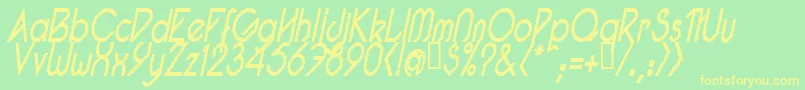 PacotillNarrowReguarItal Font – Yellow Fonts on Green Background