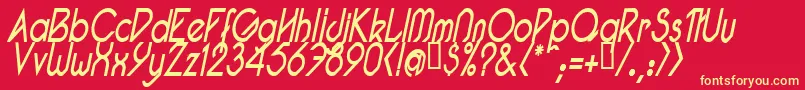 PacotillNarrowReguarItal Font – Yellow Fonts on Red Background