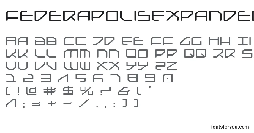 Schriftart FederapolisExpanded – Alphabet, Zahlen, spezielle Symbole