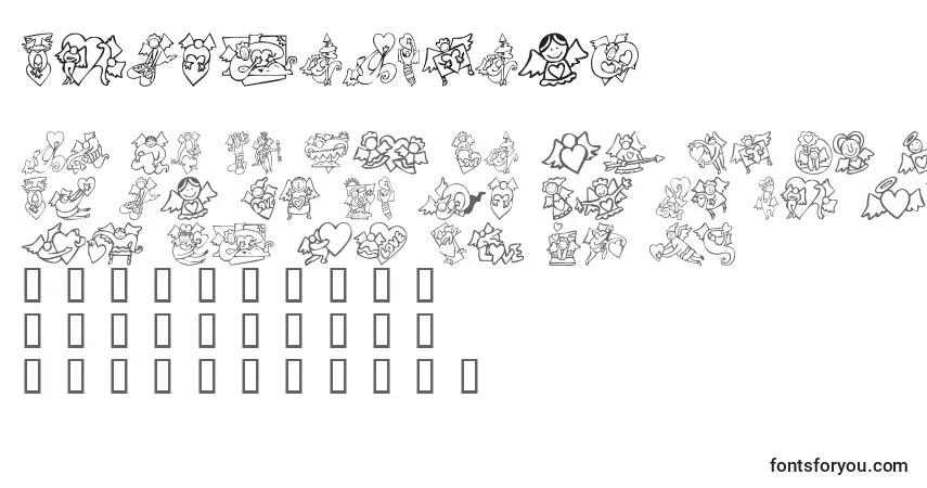 Schriftart KrLoveAngels – Alphabet, Zahlen, spezielle Symbole