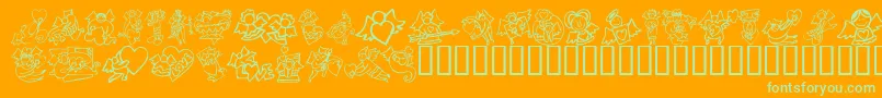 KrLoveAngels Font – Green Fonts on Orange Background