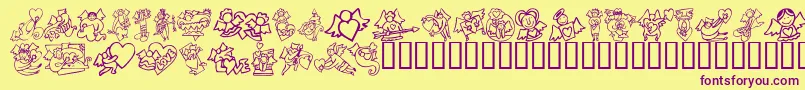 KrLoveAngels Font – Purple Fonts on Yellow Background