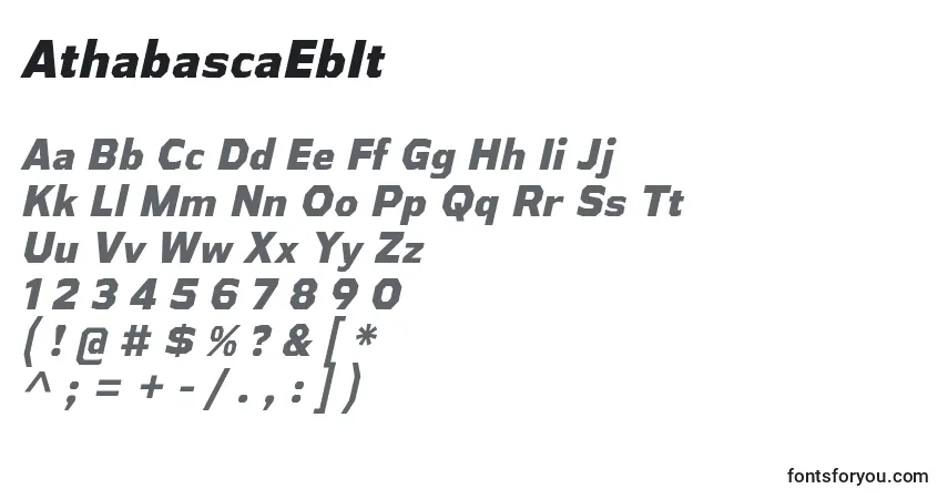 AthabascaEbItフォント–アルファベット、数字、特殊文字