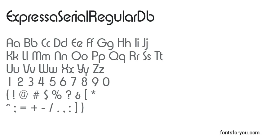Шрифт ExpressaSerialRegularDb – алфавит, цифры, специальные символы