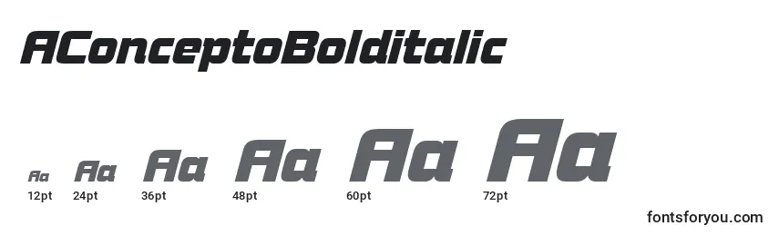 Размеры шрифта AConceptoBolditalic