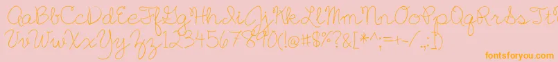 EnglishEssay-Schriftart – Orangefarbene Schriften auf rosa Hintergrund