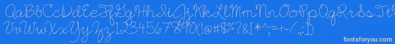 EnglishEssay-Schriftart – Rosa Schriften auf blauem Hintergrund