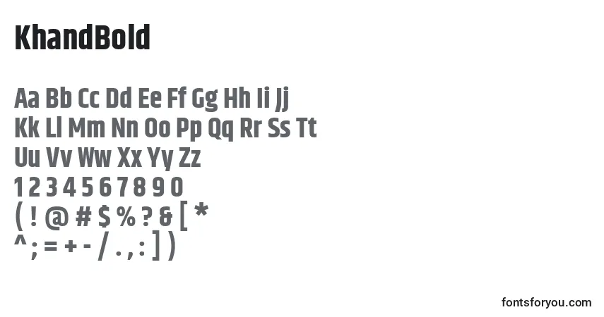 A fonte KhandBold – alfabeto, números, caracteres especiais