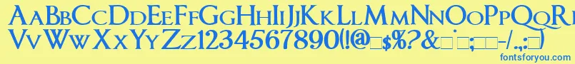 ImperatorsmallcapsBold Font – Blue Fonts on Yellow Background