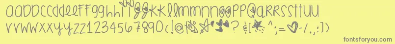 Czcionka Smoochesofyou – szare czcionki na żółtym tle