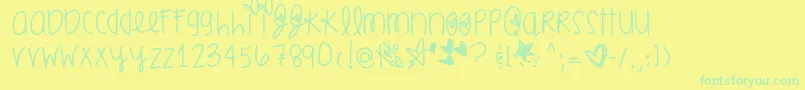 フォントSmoochesofyou – 黄色い背景に緑の文字
