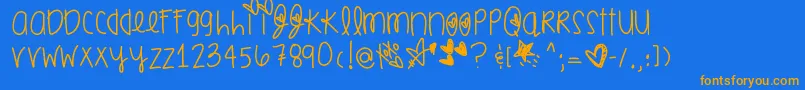 Smoochesofyou-Schriftart – Orangefarbene Schriften auf blauem Hintergrund