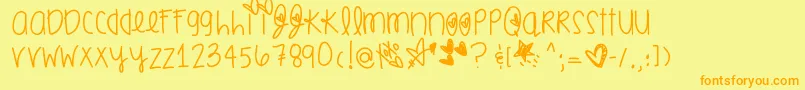 フォントSmoochesofyou – オレンジの文字が黄色の背景にあります。