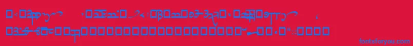 TirionSarati Font – Blue Fonts on Red Background