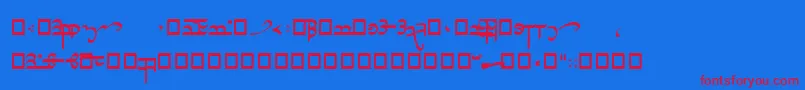 TirionSarati Font – Red Fonts on Blue Background