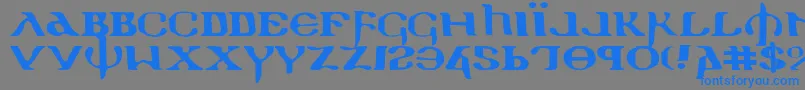 フォントHolyv2e – 灰色の背景に青い文字