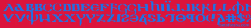 Holyv2e Font – Blue Fonts on Red Background