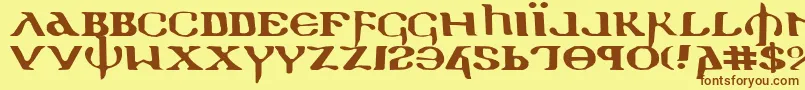 Шрифт Holyv2e – коричневые шрифты на жёлтом фоне