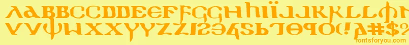 Holyv2e-Schriftart – Orangefarbene Schriften auf gelbem Hintergrund