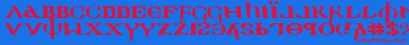 Holyv2e Font – Red Fonts on Blue Background