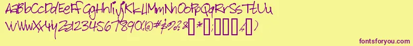 Bitch Font – Purple Fonts on Yellow Background