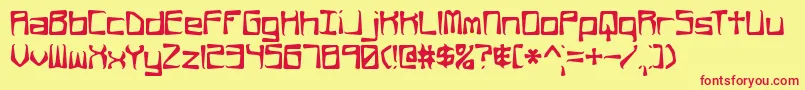 Więcej informacji o czcionce RehearsalOffsetBrk Czcionka RehearsalOffsetBrk – czerwone czcionki na żółtym tle