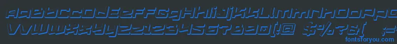 Logofontik4fExtrudedItalic Font – Blue Fonts on Black Background