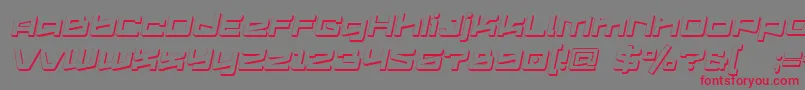 フォントLogofontik4fExtrudedItalic – 赤い文字の灰色の背景