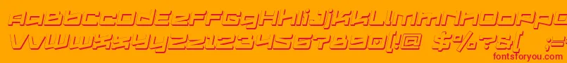Logofontik4fExtrudedItalic Font – Red Fonts on Orange Background