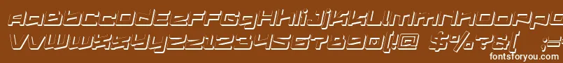 Logofontik4fExtrudedItalic-Schriftart – Weiße Schriften auf braunem Hintergrund