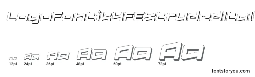 Tamanhos de fonte Logofontik4fExtrudedItalic (44444)