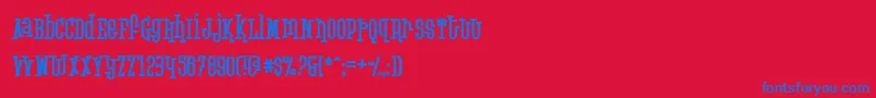 Krupke ffy-Schriftart – Blaue Schriften auf rotem Hintergrund