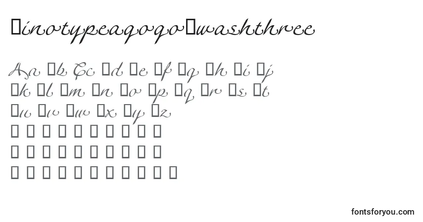 Schriftart LinotypeagogoSwashthree – Alphabet, Zahlen, spezielle Symbole